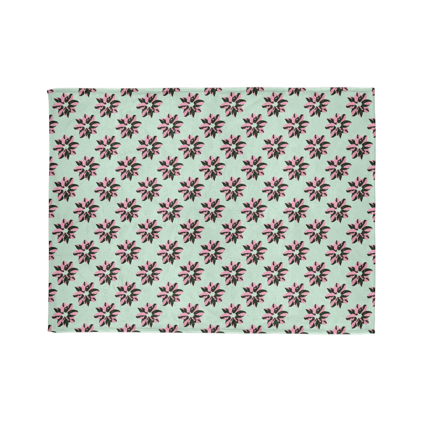 Pink Princess Philodendron Pattern Cozy Fleece Throw Blanket