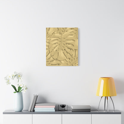 Golden Monstera Canvas Print – Botanical Wall Art