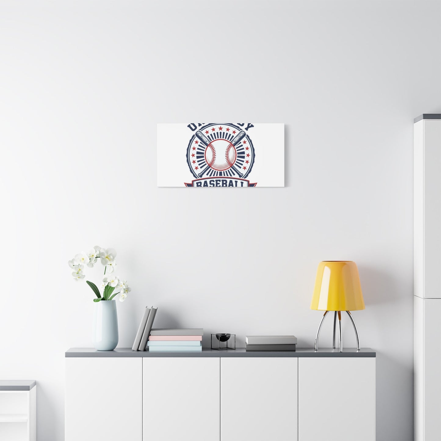 United by Baseball Canvas | Patriotic Baseball Graphic, Red White Blue Wall Art