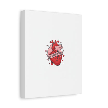 Love Yourself First Canvas, Hearts-with-a-Twist, Anti-Valentine Art