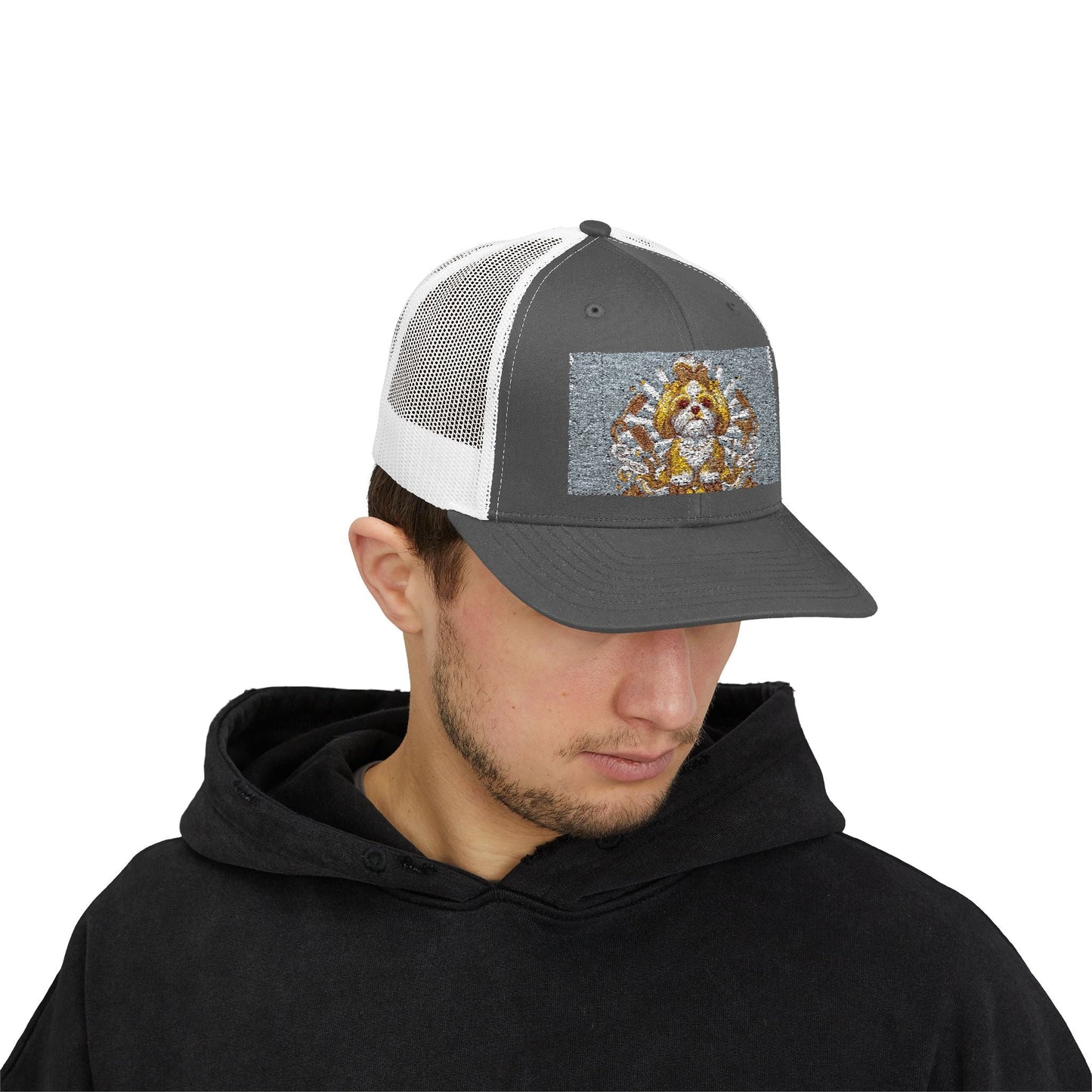 Trucker Cap — Gold Floral Mandala Patch Snapback