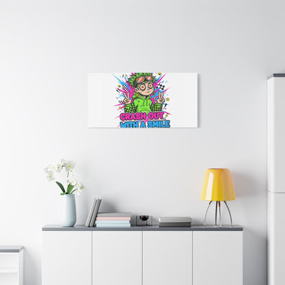 Crash Out With a Smile Canvas Print | Neon Skate Graffiti, Meme Meltdown Art