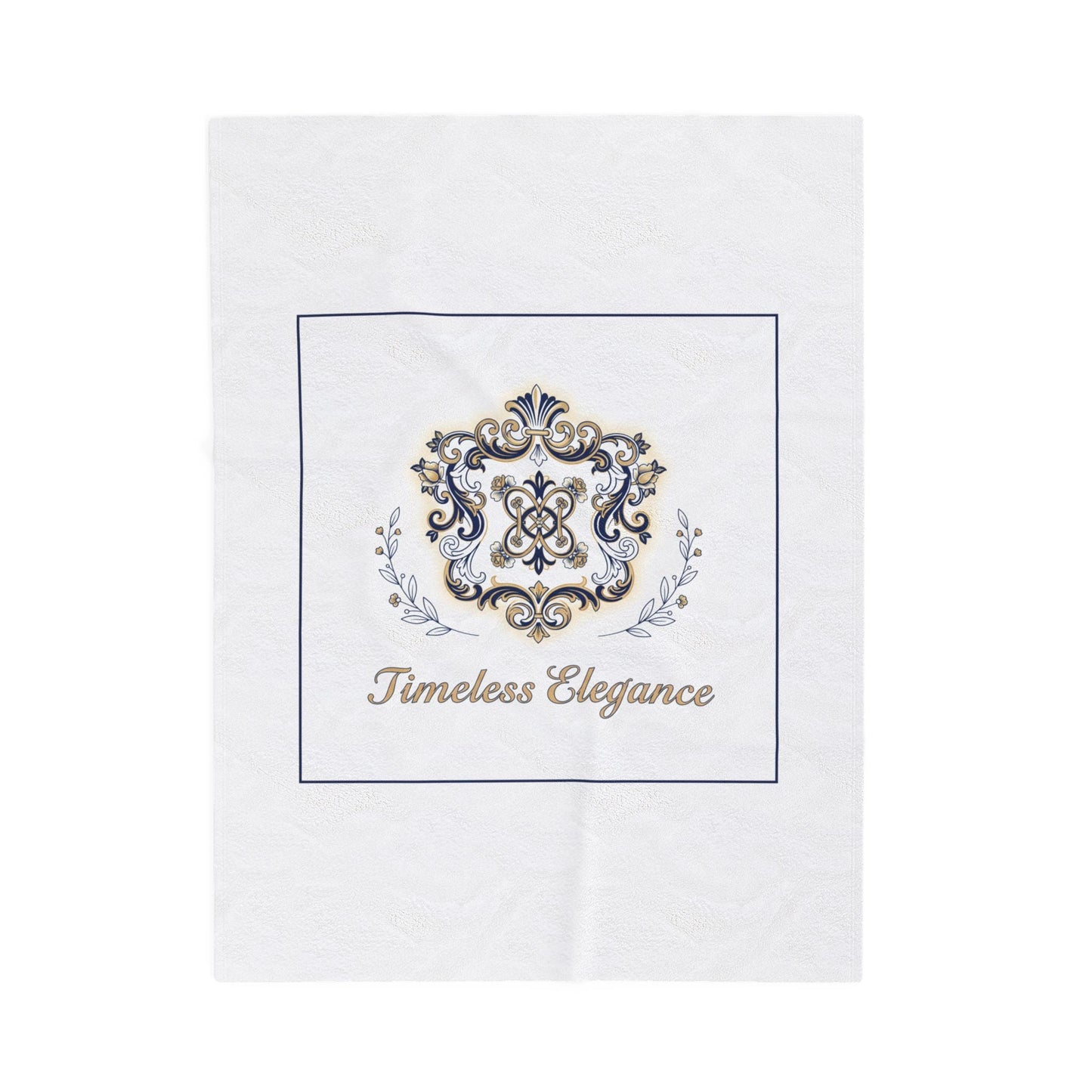 Ornate Brooch Emblem Velveteen Blanket | Baroque Pin Motif, Timeless Elegance