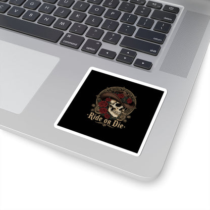 Western skull art Kiss-Cut Sticker | gothic Americana, desert noir