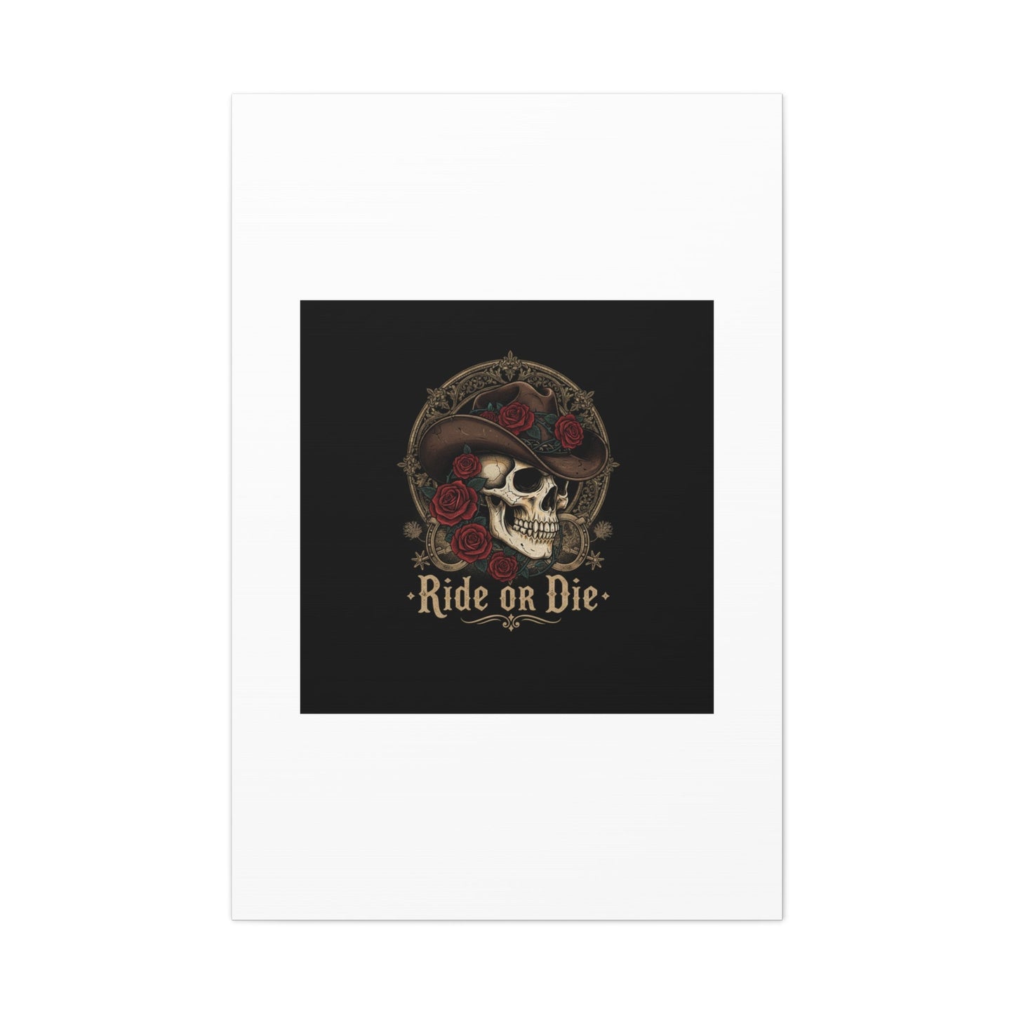 Ride or Die Skull Canvas | Western Skull Art, Gothic Americana