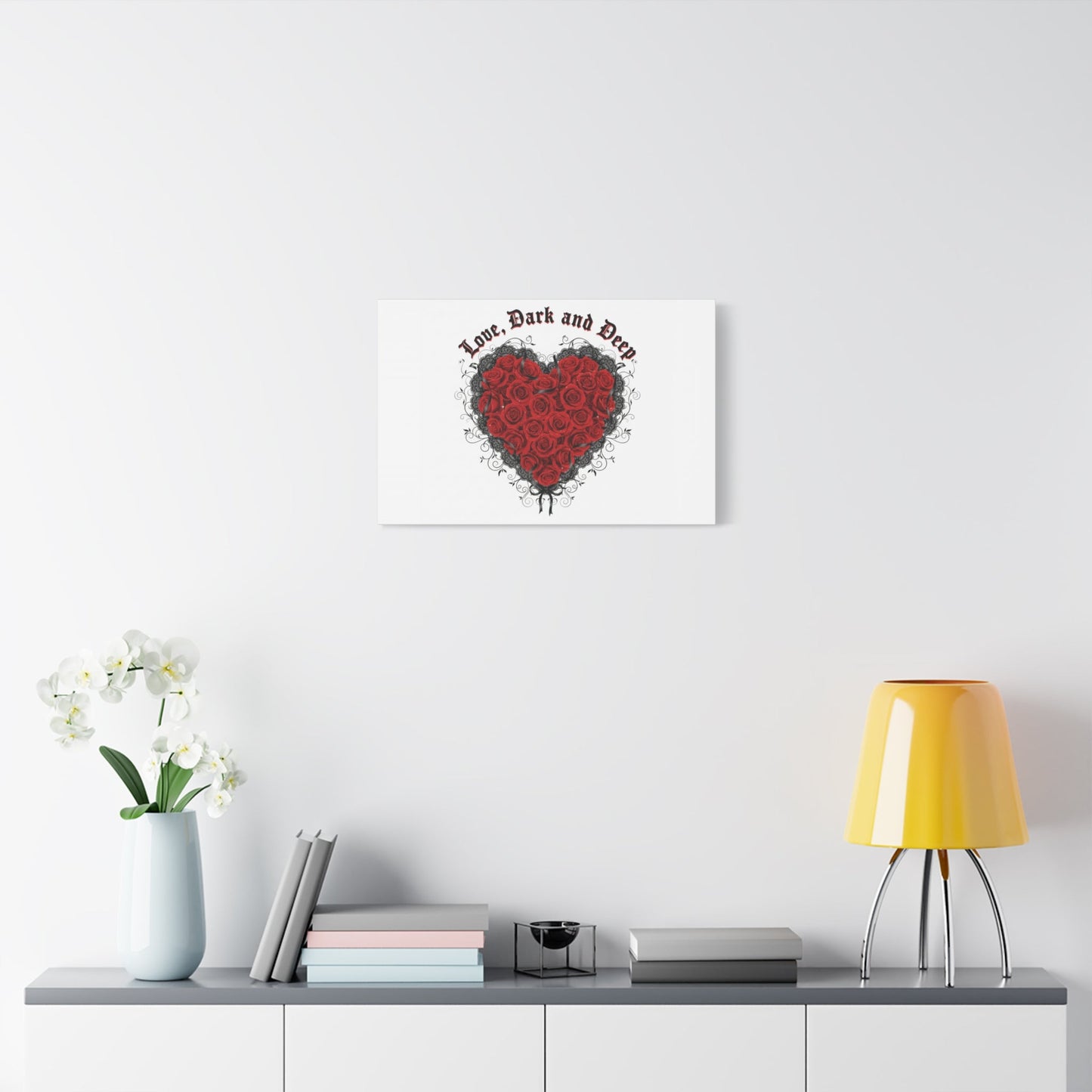 Love Dark and Deep Heart Canvas, Nu Romantic Gothic Romance, 80s Nostalgia