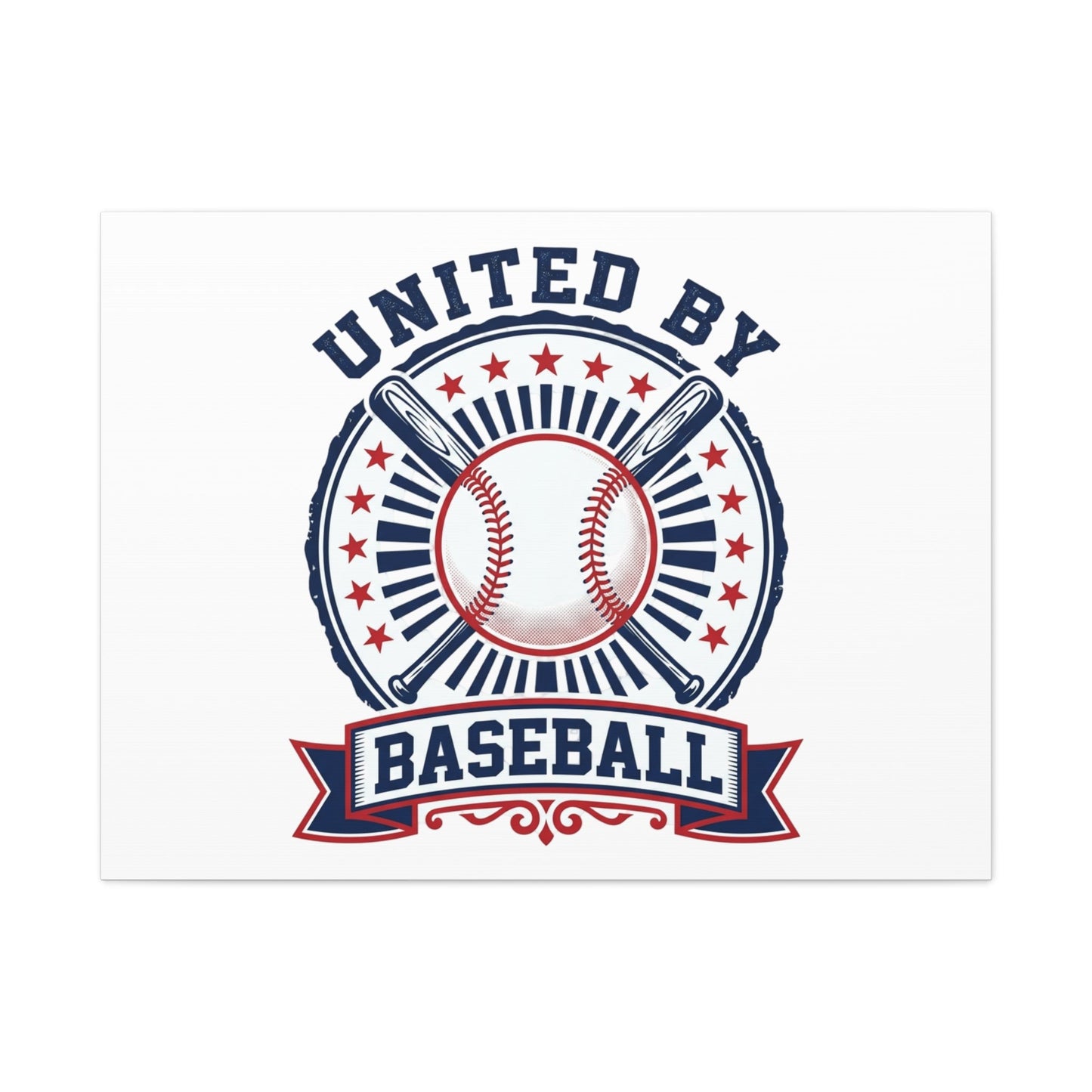 United by Baseball Canvas | Patriotic Baseball Graphic, Red White Blue Wall Art