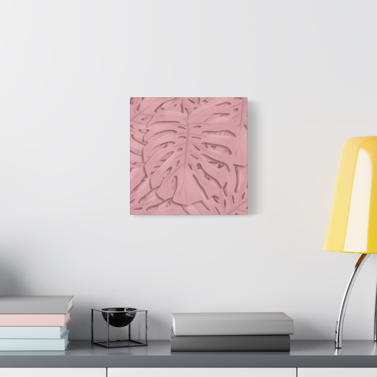 Soft Pink Monstera Canvas Print – Botanical Wall Art