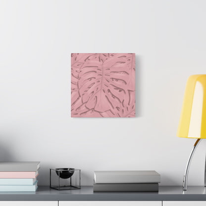 Soft Pink Monstera Canvas Print – Botanical Wall Art