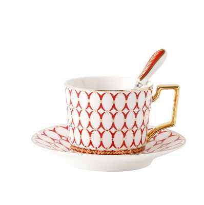 Nordic Bone China Coffee Set Gold Inlaid Porcelain Tea Set Luxury Pot Cup