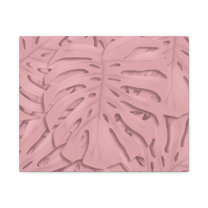 Soft Pink Monstera Canvas Print – Botanical Wall Art