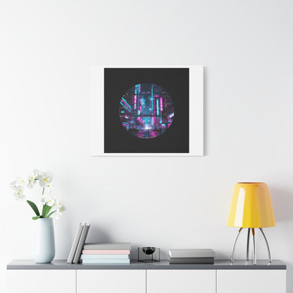 Neon Cyberpunk Cityscape Canvas | synthwave skyline, future city art