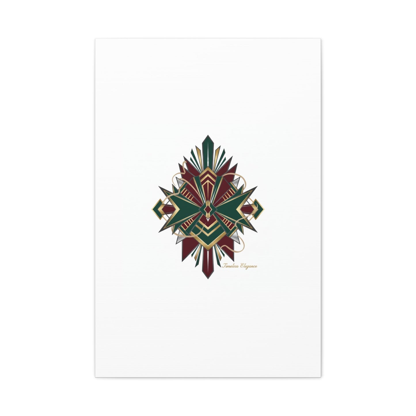 Art Deco geometric brass print Canvas | Neo-Deco chrome & gold fan motif