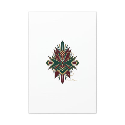Art Deco geometric brass print Canvas | Neo-Deco chrome & gold fan motif