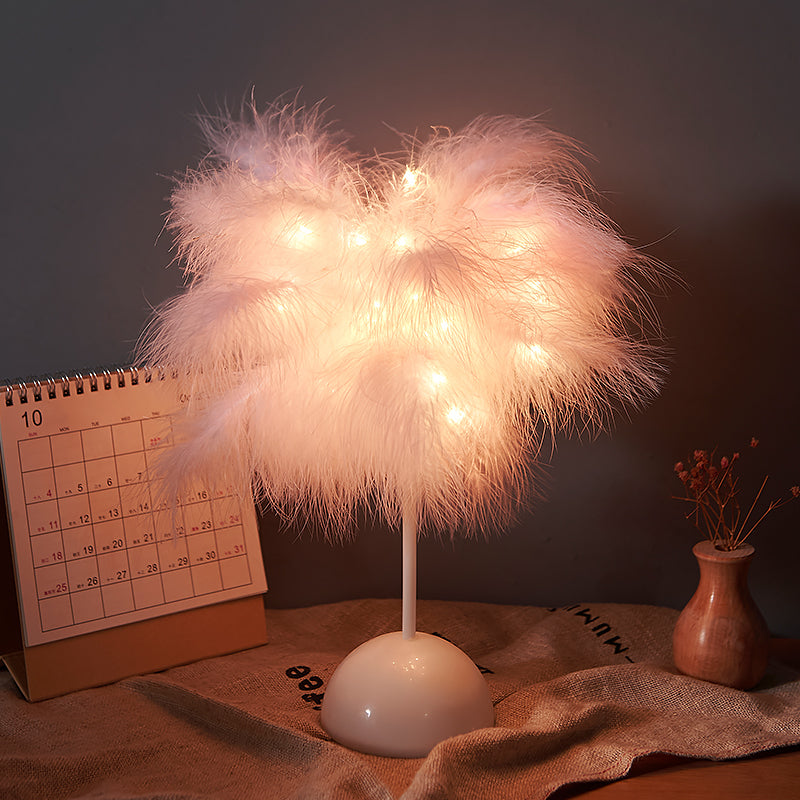 Nordic Feather Table Lamp w/ Remote Control - Dimmable LED Bedside Light