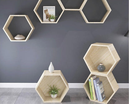 Hexagonal Wall Shelf Wall Hanging Lattice Frame Combination Decoration