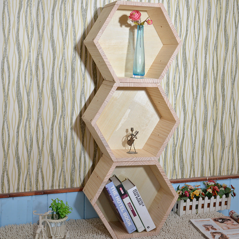 Hexagonal Wall Shelf Wall Hanging Lattice Frame Combination Decoration