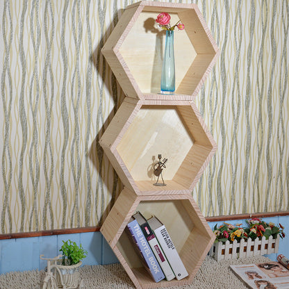 Hexagonal Wall Shelf Wall Hanging Lattice Frame Combination Decoration