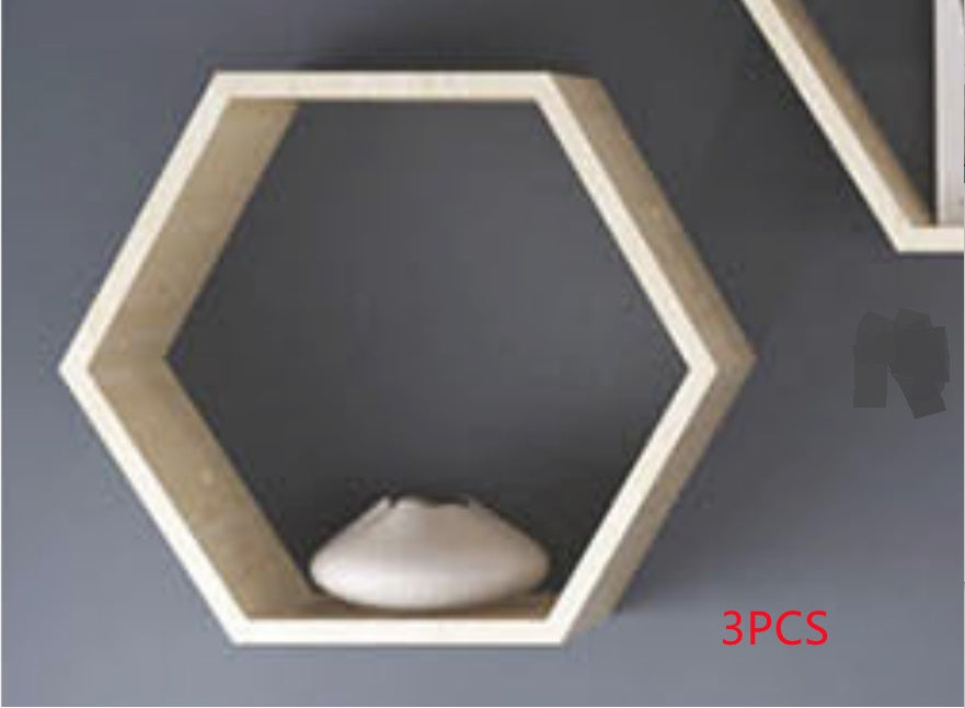 Hexagonal Wall Shelf Wall Hanging Lattice Frame Combination Decoration