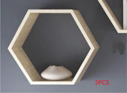 Hexagonal Wall Shelf Wall Hanging Lattice Frame Combination Decoration