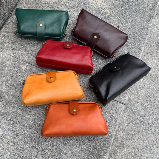 Clementine Leather Crossbody Bag - Elegant Pillow-Type Shoulder Purse
