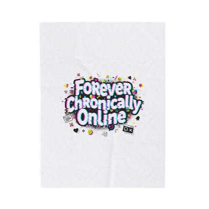 Forever Chronically Online Velveteen Blanket | brainrot, internet meme culture