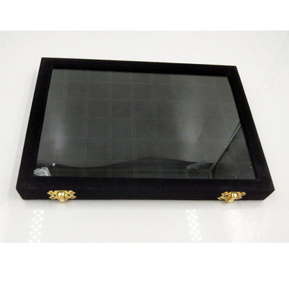Flannel Large Jewelry Box Nail Art Jewelry Display Box With Glass Lid