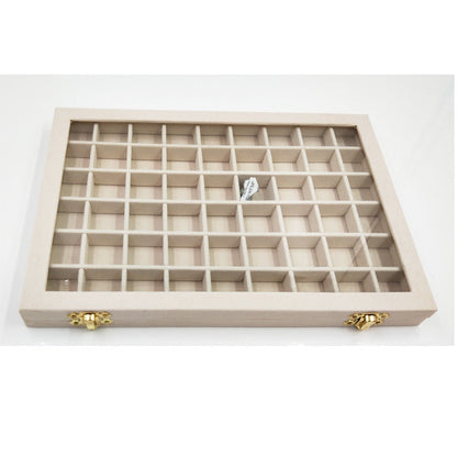 Flannel Large Jewelry Box Nail Art Jewelry Display Box With Glass Lid