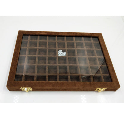 Flannel Large Jewelry Box Nail Art Jewelry Display Box With Glass Lid