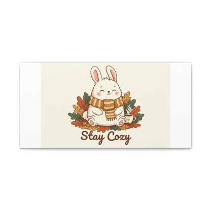 Cozy Bunny Illustration Canvas | Cute Critter Winter Forest Art
