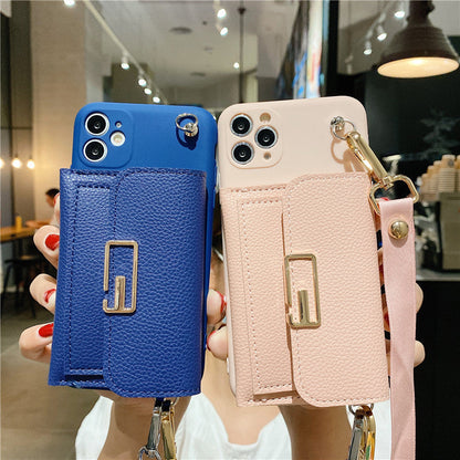Diagonal Coin Purse iPhone Case - Protective Silicone Wallet Cover for Apple iPhone