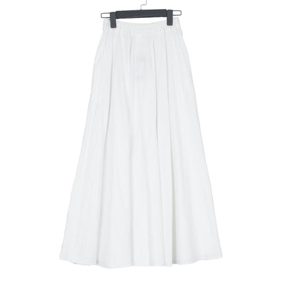 Washed Cotton And Linen Skirt Solid Color Elastic Waist With Big Swing Zou Ma