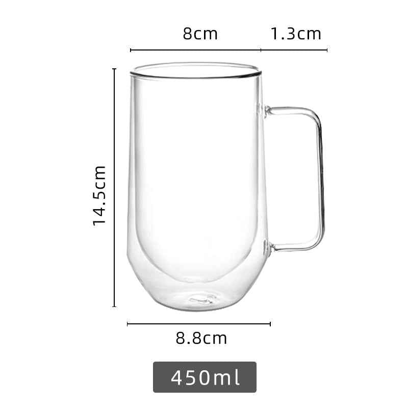 Double Glass With Handle Insulation Office Domestic Water Cup Glass Coffee Cup Thick Transparent Cup