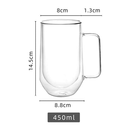 Double Glass With Handle Insulation Office Domestic Water Cup Glass Coffee Cup Thick Transparent Cup