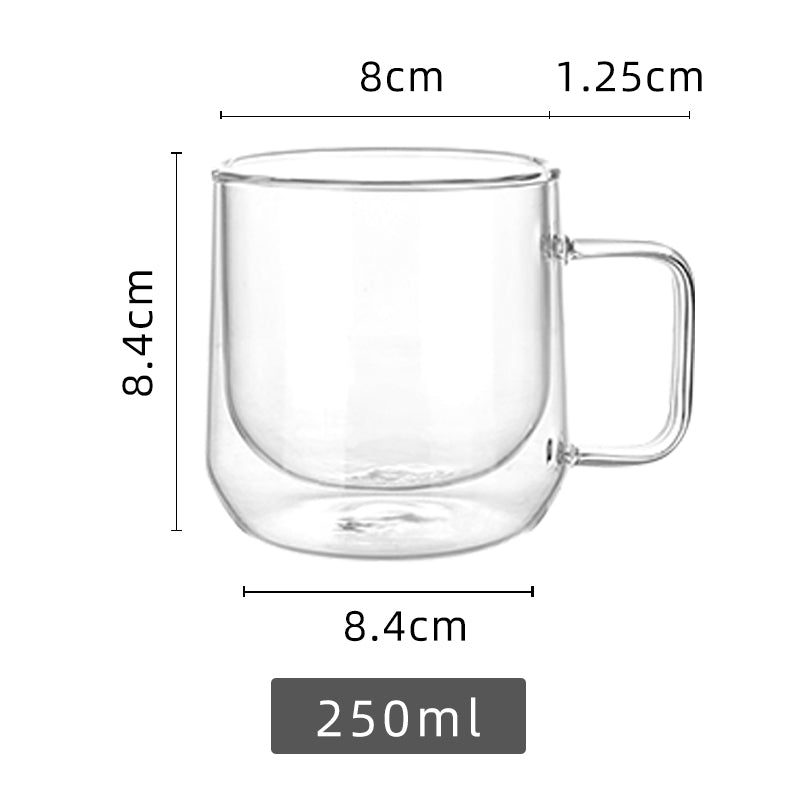 Double Glass With Handle Insulation Office Domestic Water Cup Glass Coffee Cup Thick Transparent Cup