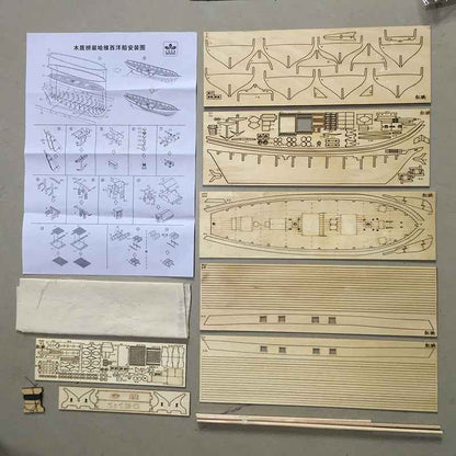 Harvey Sailing Ship Assembled Model Wooden Western Ancient Ship Model Kit DIY Popular Science Equipment Great Nautical Era