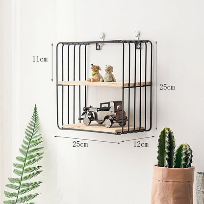Shelf Wall Ins Grid Bedroom Living Room Decoration Wrought Iron Shelf Free Ornaments