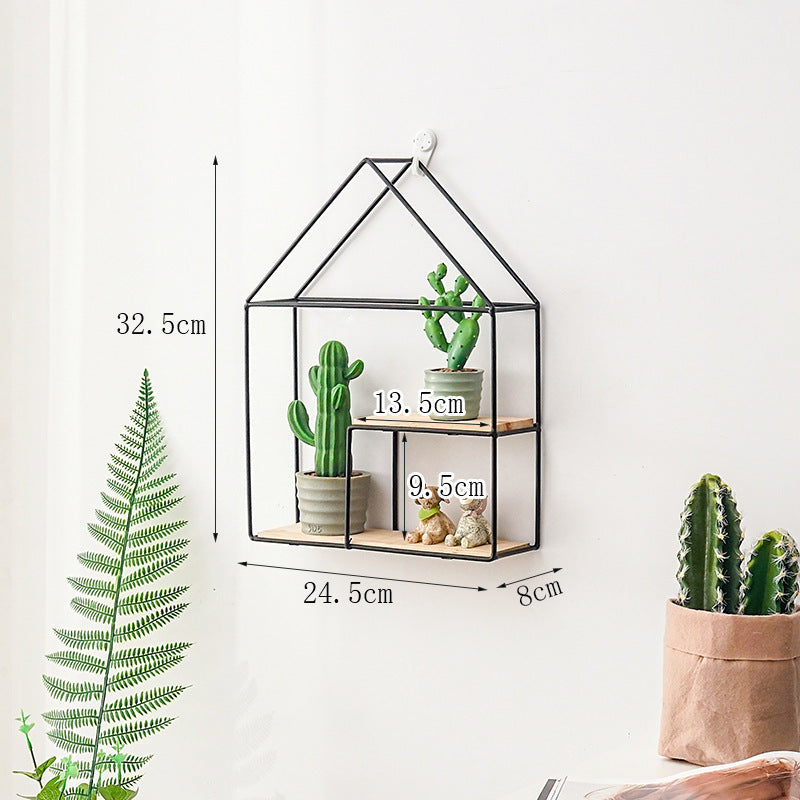Shelf Wall Ins Grid Bedroom Living Room Decoration Wrought Iron Shelf Free Ornaments