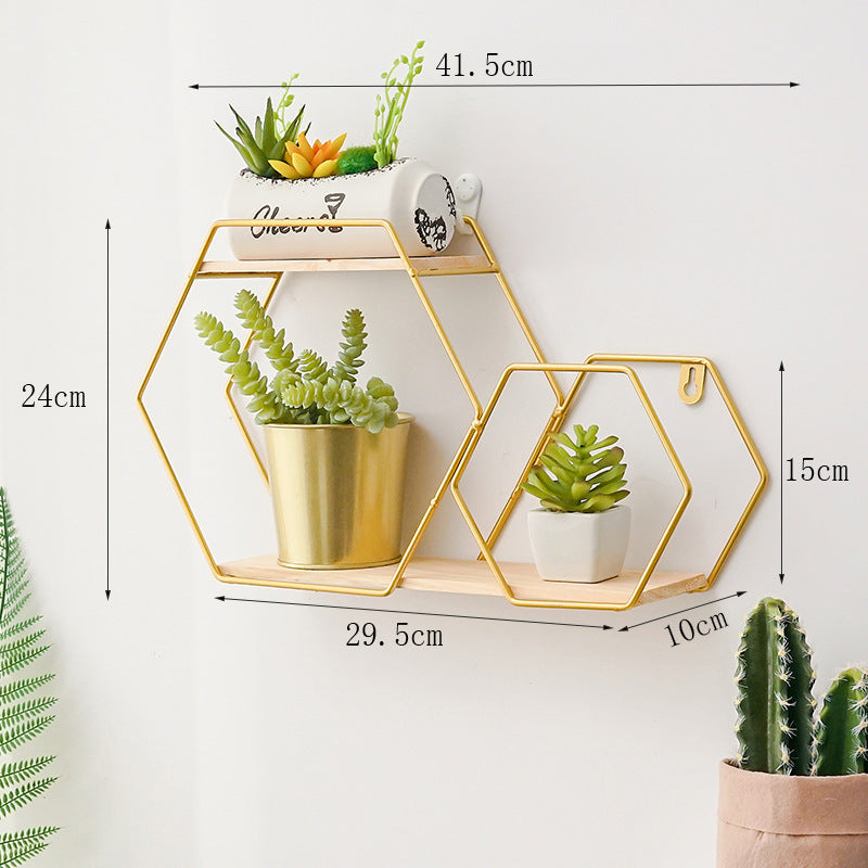Shelf Wall Ins Grid Bedroom Living Room Decoration Wrought Iron Shelf Free Ornaments
