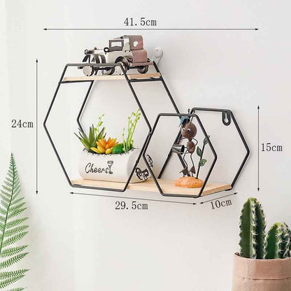Shelf Wall Ins Grid Bedroom Living Room Decoration Wrought Iron Shelf Free Ornaments