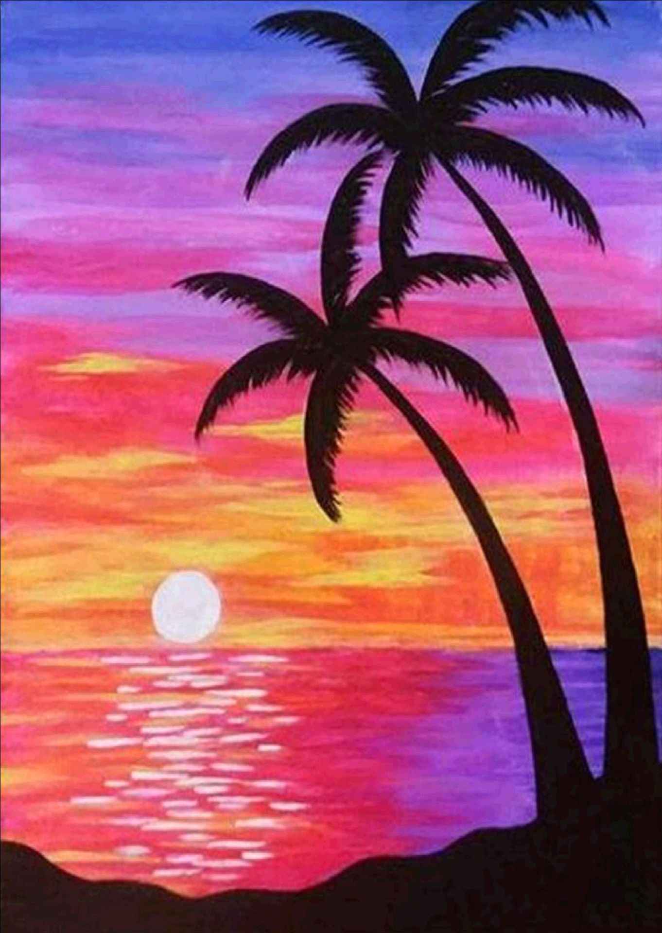 5D Diamond Painting Sunset Lighthouse Wave Coconut Tree Combination Landscape