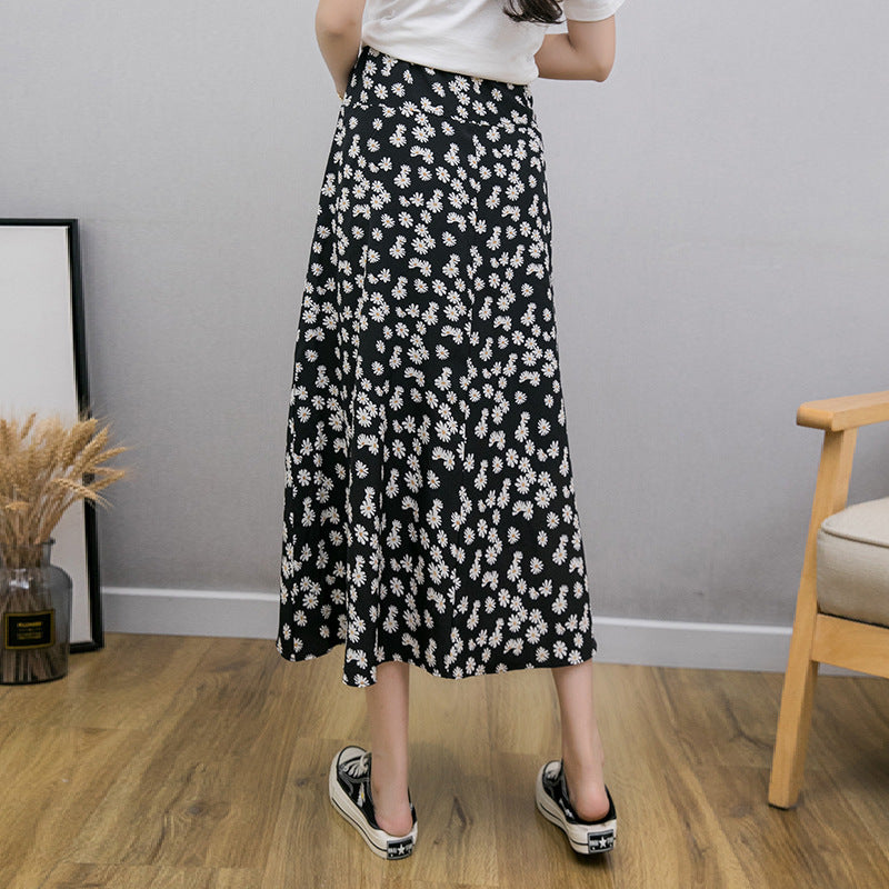 New Fashion Chiffon Small Daisy A-Line Skirt