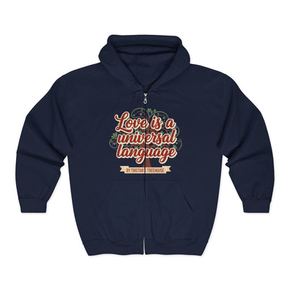 Love Vibes Zip Hoodie —Tristan’s Treehouse  Rustic Lakeside Circle Illustration