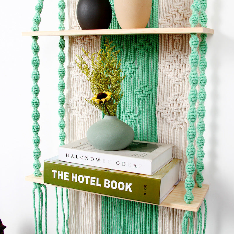 Bohemian Diy Wall Shelf Colored Cotton Tapestry