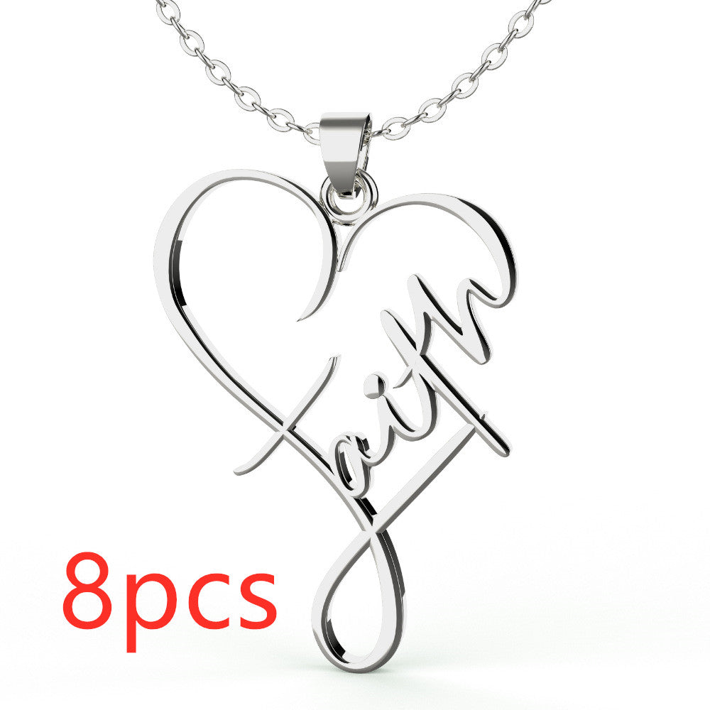 Heart of Faith Pendant Necklace - 925 Sterling Silver Religious Jewelry