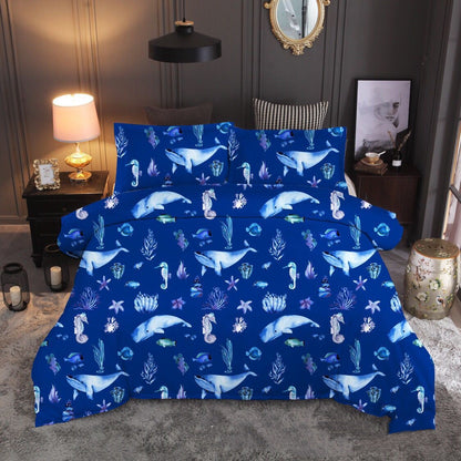 Cross Border Foreign Trade Bedding Three Piece Quilt Cover Ocean 3D Quilt Cover Sea Turtle Pillow Cover Amazon Express Wish