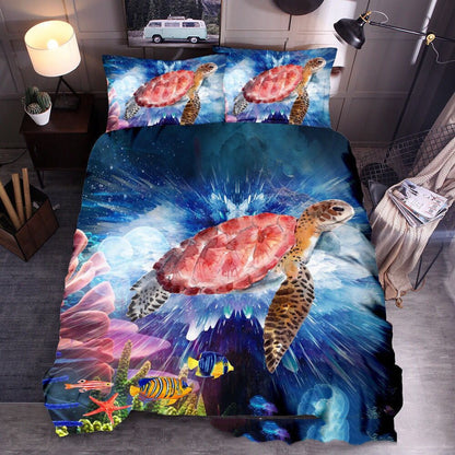 Cross Border Foreign Trade Bedding Three Piece Quilt Cover Ocean 3D Quilt Cover Sea Turtle Pillow Cover Amazon Express Wish