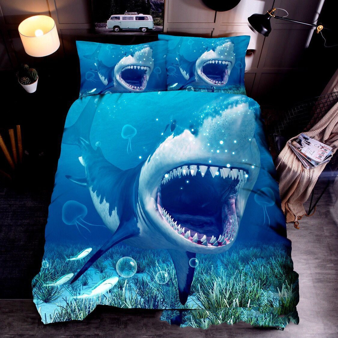 Cross Border Foreign Trade Bedding Three Piece Quilt Cover Ocean 3D Quilt Cover Sea Turtle Pillow Cover Amazon Express Wish