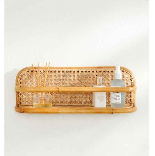 Handmade Rattan Wall Hanging Shelf - Boho Mini Storage & Decorative Floating Rack