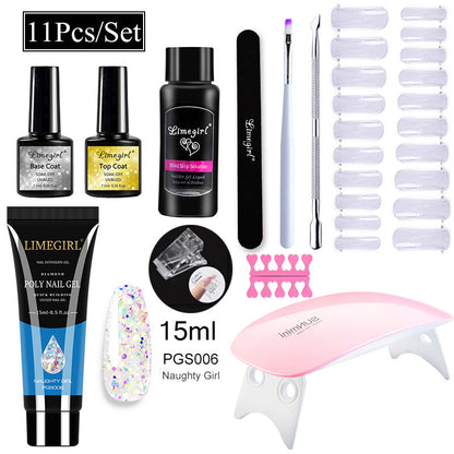 Nail Art Set Tool Extension Gel Nail Art UV Lamp Crystal Extension Gel Set Beginner Complete